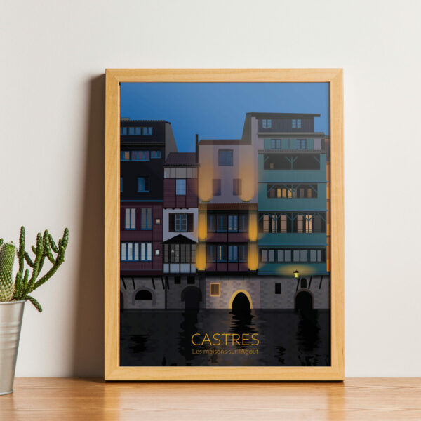 Affiche Castres, les maisons sur l'Agoût