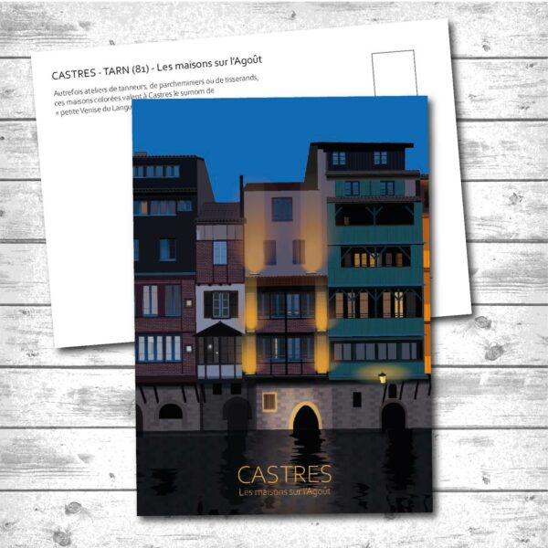 Carte Castres, les maisons sur l'Agoût